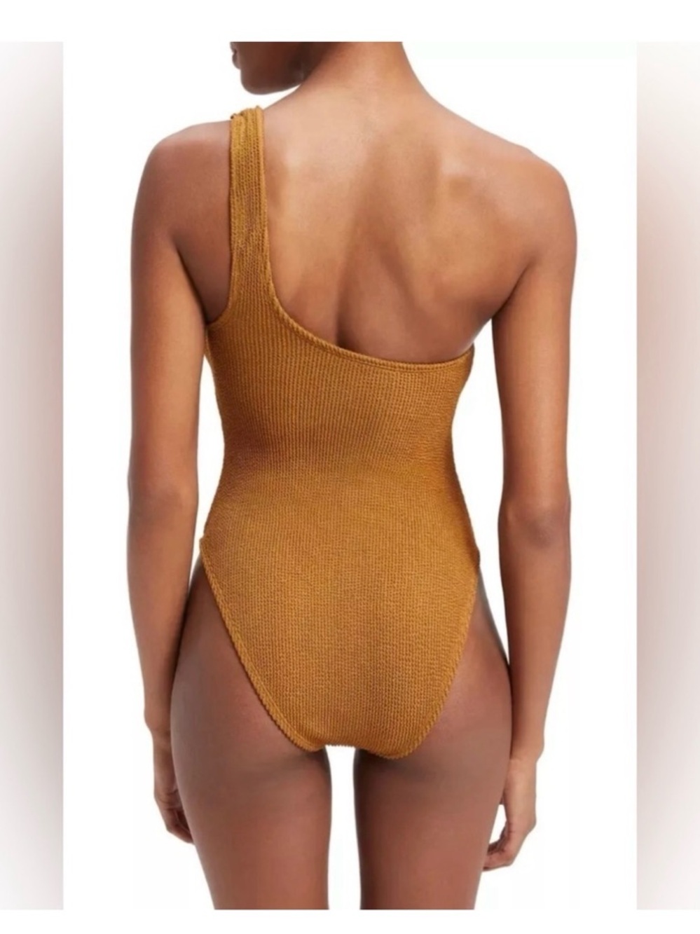 Good American Size 1/2 S/M Always Fits One Shoulder One Piece Neutral Swim gold - Picture 6 of 13